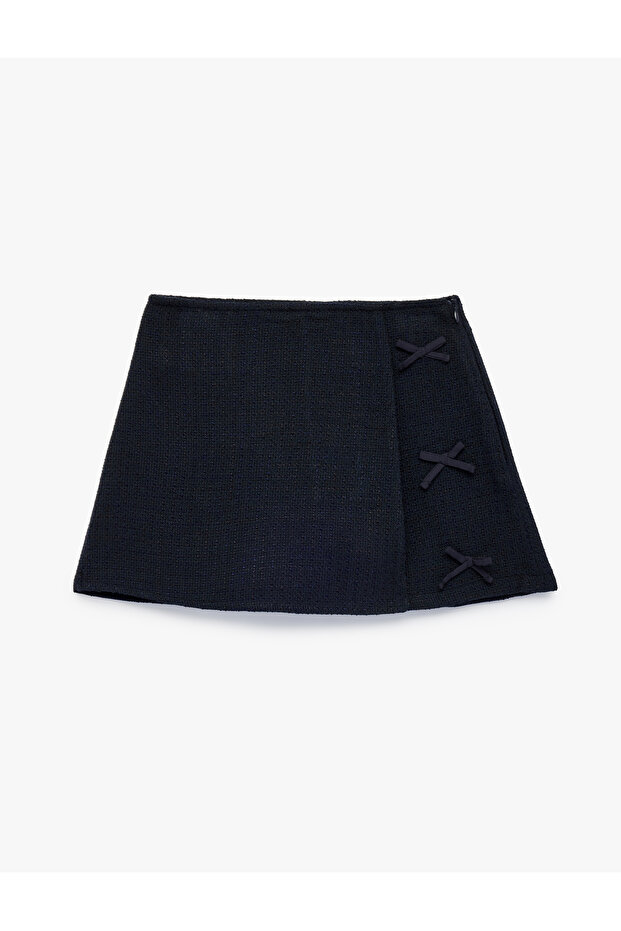 Bow-Tie Textured Tweed Short Skirt
