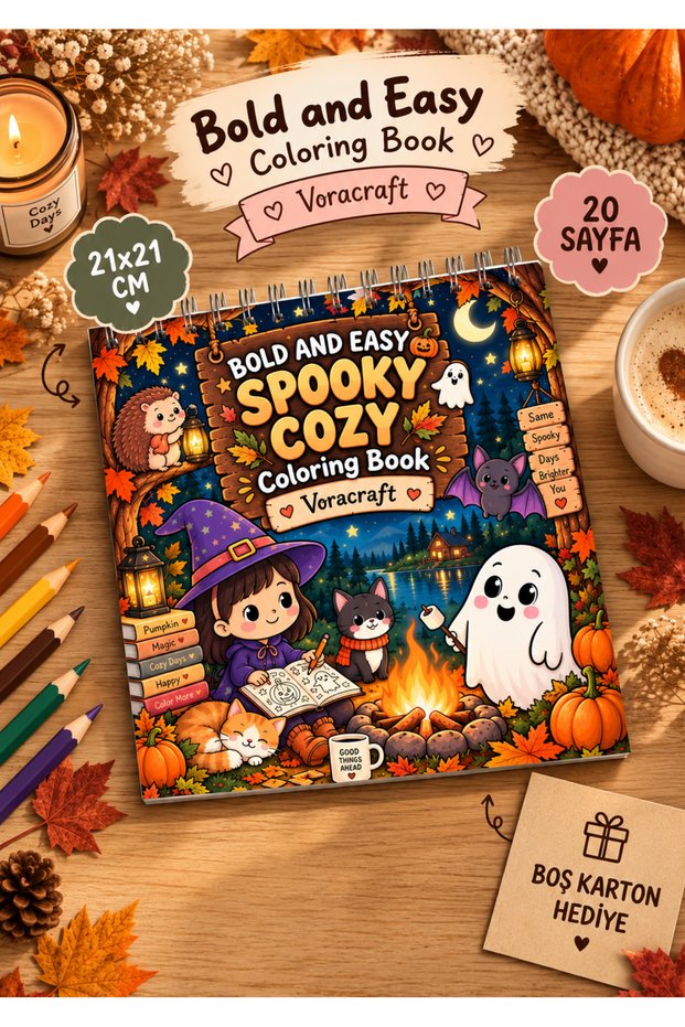 Spooky Cozy Halloween Coloring Book, 21X21 cm Coloring Book 2by0002