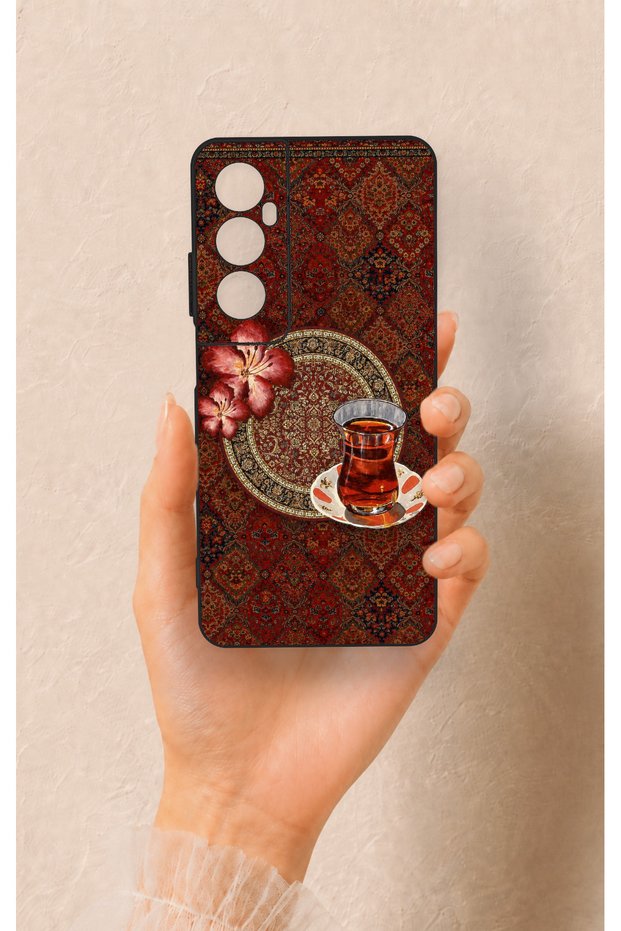 Realme C65 Compatible Carpet and Tea Patterned Silicone Case