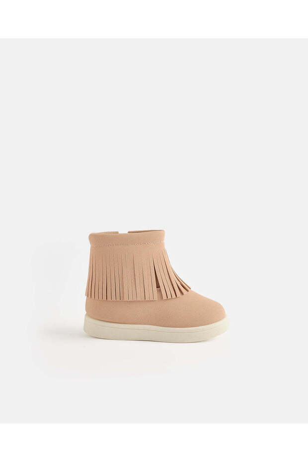 Girls Pink Fringed High Top Sneakers