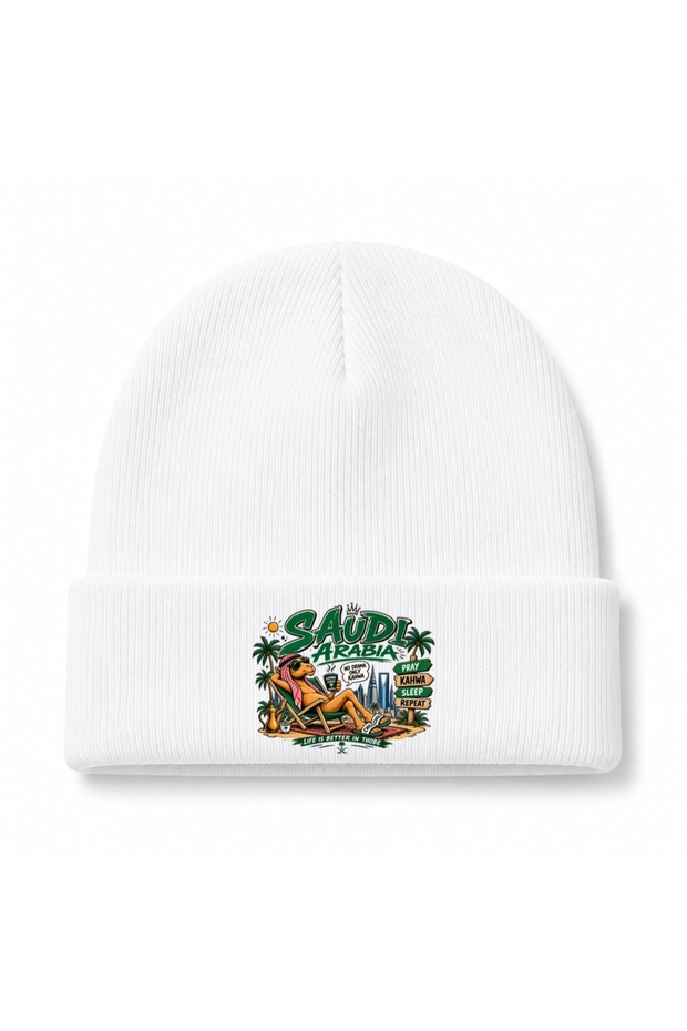 Saudi Arabia Chill Camel Kahwa Funny Graphic Beanie