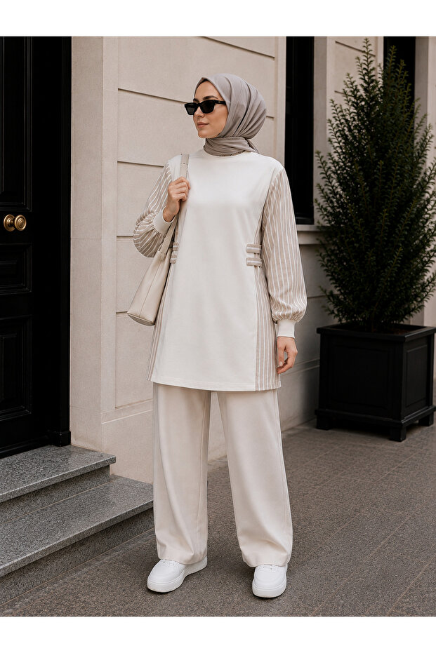 Women's Two-Thread Shirt Detailed Hijab Tunic