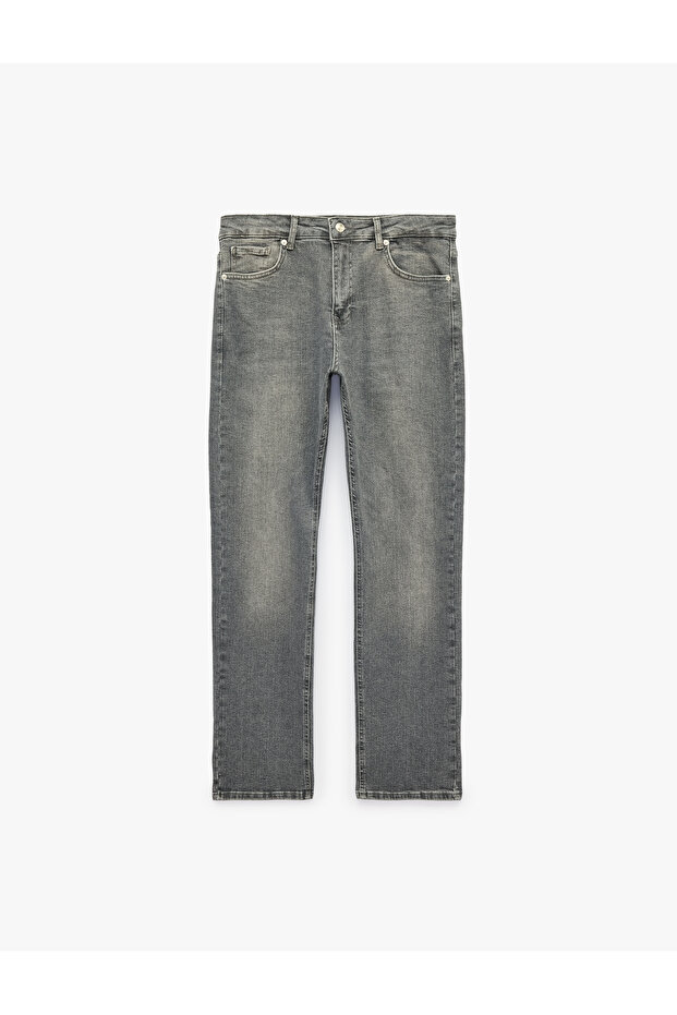 5-Pocket Regular Waist Cotton Straight Fit Jean Trousers - Mark Jean
