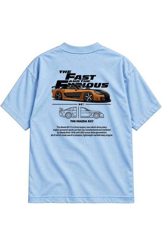 Rx-7 Fast Car Furious Oversize T-Shirt Front and Back Printed