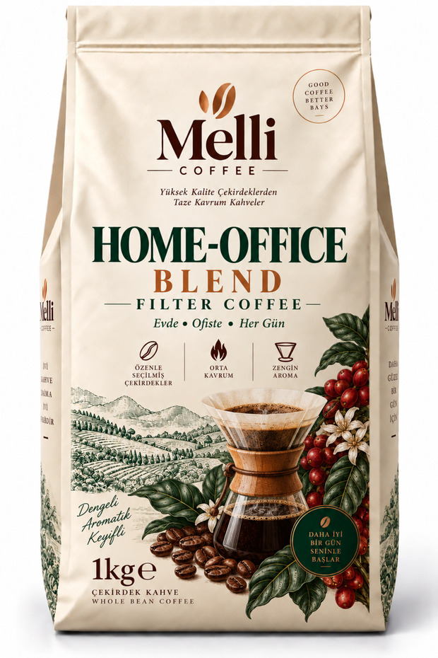 Home-Office Blend Filter Coffee Beans 1 kg – for Home and Office – Balanced Drink