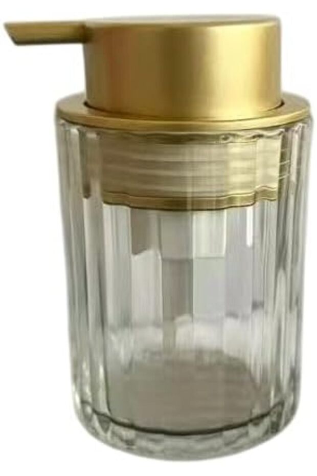Glass Soap Dispenser with Pump, 2 Designs (Gold)