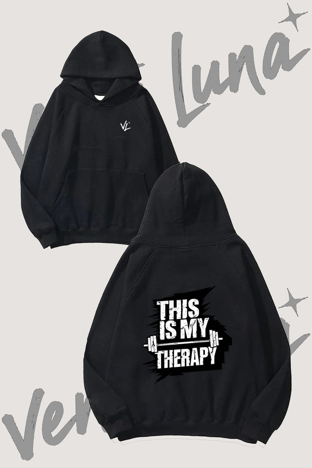 Barbell Therapy Design Back Printed Black Hooded Sweatshirt