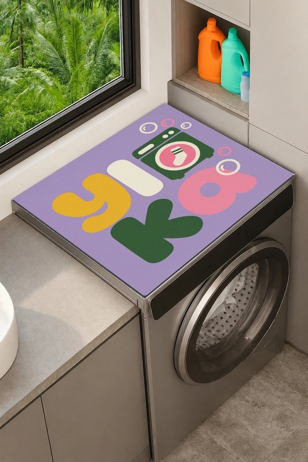 Clothes Dryer Top Organizer Mat Liquid-Proof Cover Foamy Letters
