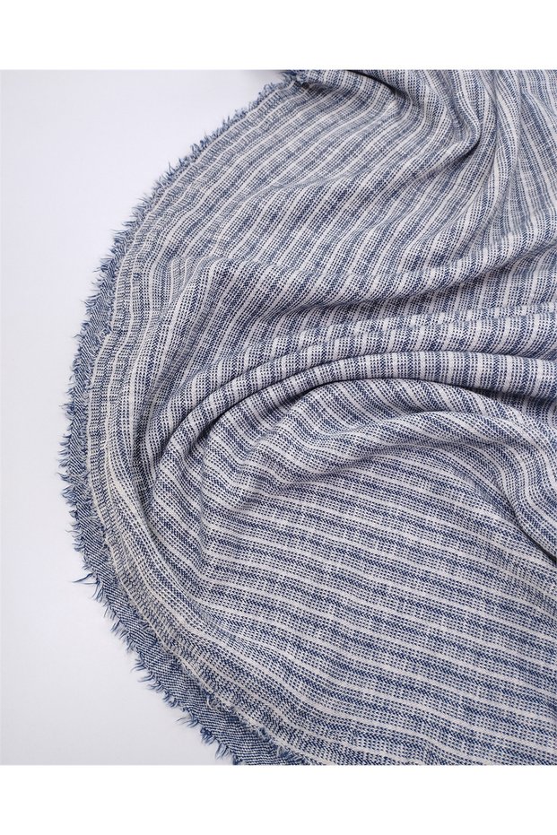 Bone Navy Blue Striped Jacquard Interlock Knitted Fabric Cardigan & Sweater Fabric 140X220Cm