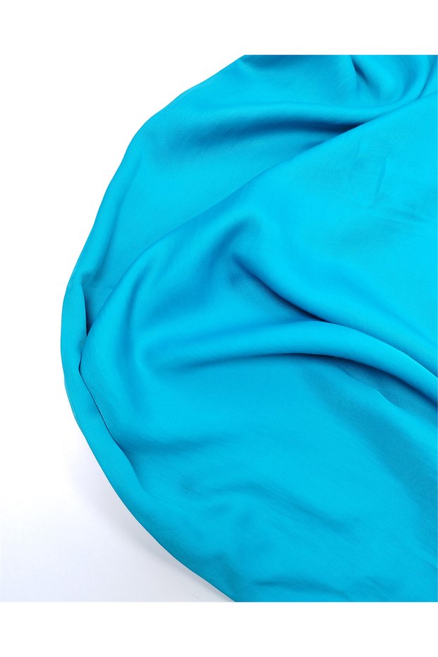 Turquoise Draped Soft Viscose Satin Fabric for Dresses & Blouses 145X260Cm