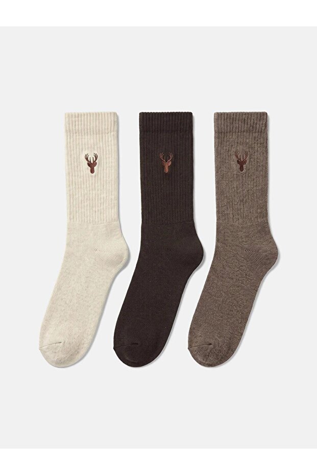 Embroidered Men's Socks 3-Pack (W6)