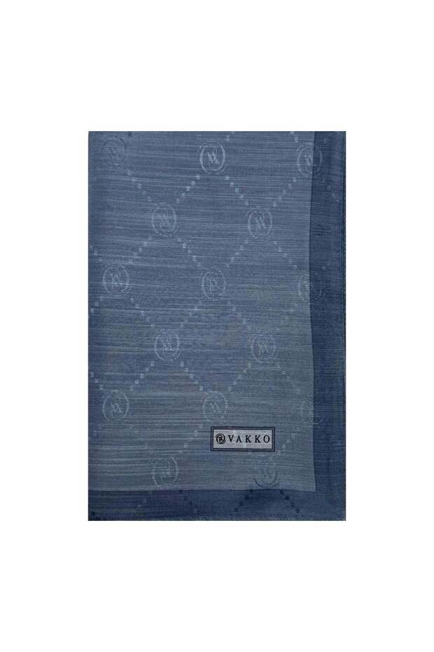 Cotton Silk Monogram Shawl 42140-Dark Blue