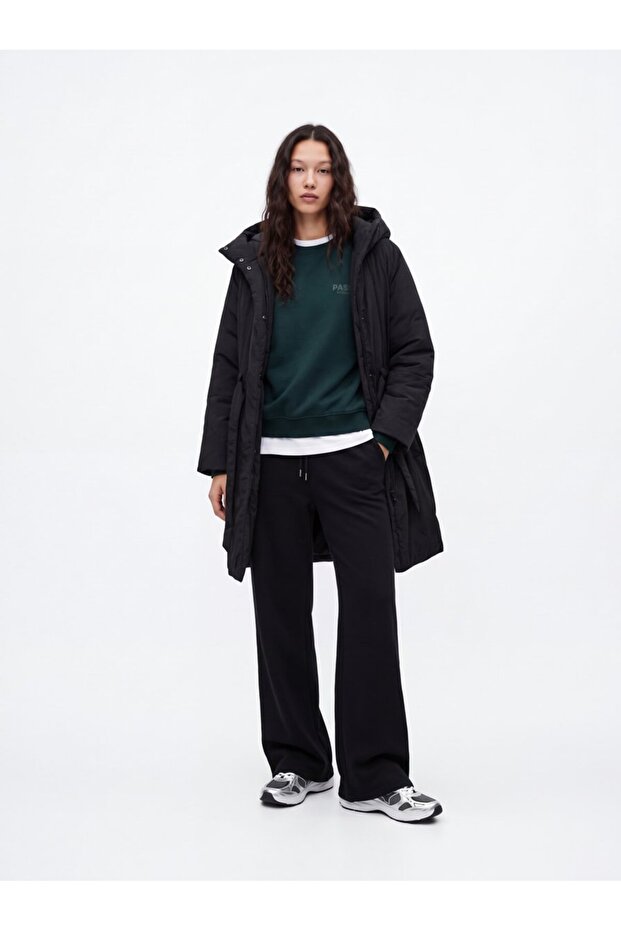 Relaxed Fit Green Sweatshirt with Text Print