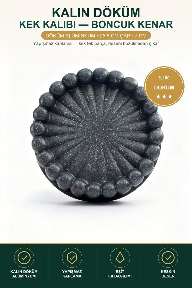 Thick Cast Cake Mold with Beaded Edge Black 25.5 cm Diameter Non-Stick Bundt Cake Mold with Whisk as a Gift