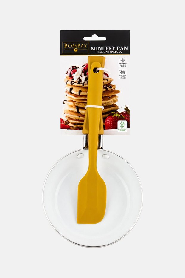 Non-Stick Ceramic Coated Mini Fry Pan With Silicone Spatula, Multicolor
