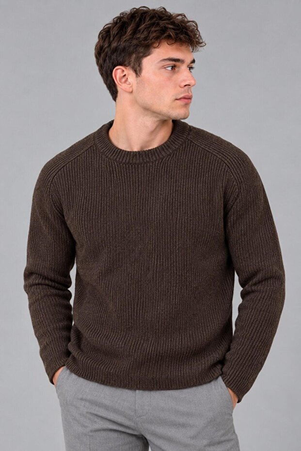 Zero Collar Striped Thick Knitted Sweater Dp 16649_10067