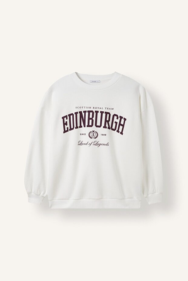 Oversize Crew Neck Printed Thick Sweatshirt I3318Ax26Wn