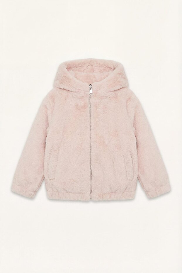 Plush Hooded Zippered Coat Baby Girl H8021A526Au
