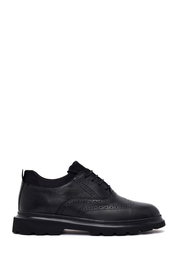 Men's Black Lace-Up Leather Casual Shoes Wm700010Dv