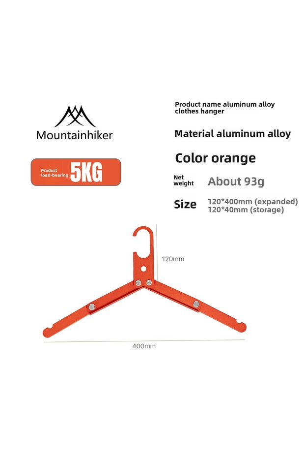 Orange 1PC Mountainhiker Folding Household Aluminum Alloy Clothes Hanger Outdoor Camping Portable Co