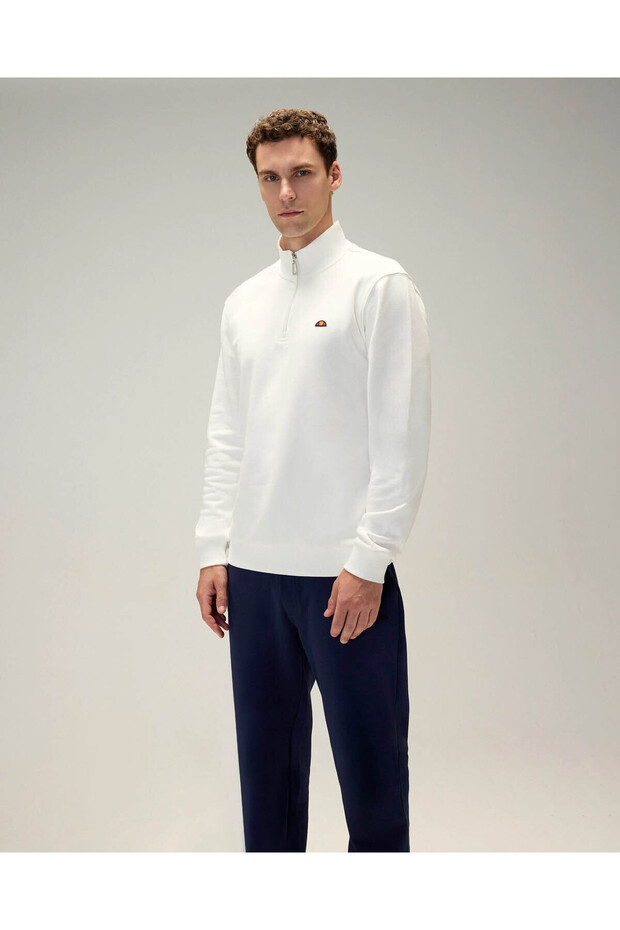 Half Zipper White Men's Sweatshirt 5Wm3580