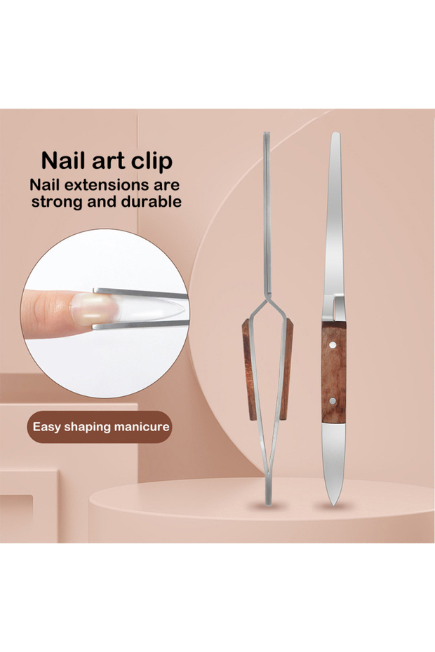 Nail Shaping Tweezers Curve Pinching Tool Gel Quick Building Extension Wooden Handle Tips Clips Nail