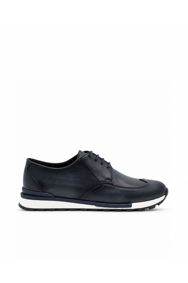 Genuine Leather Men's Shoes – Rubber Sole 6872 Anthracite+Black