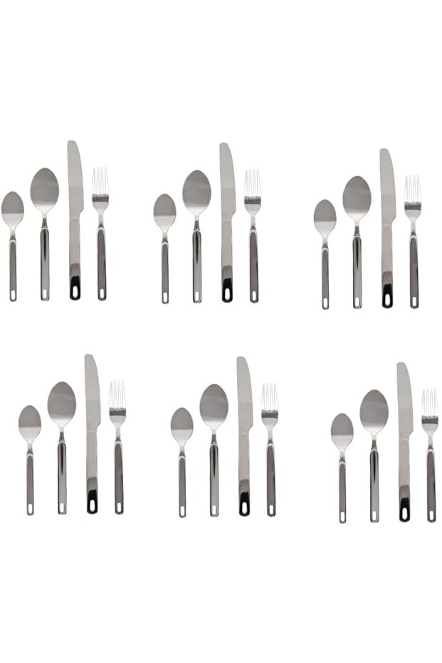 Stainless Steel Cutlery Set with Stand, 24 Pieces, Silver