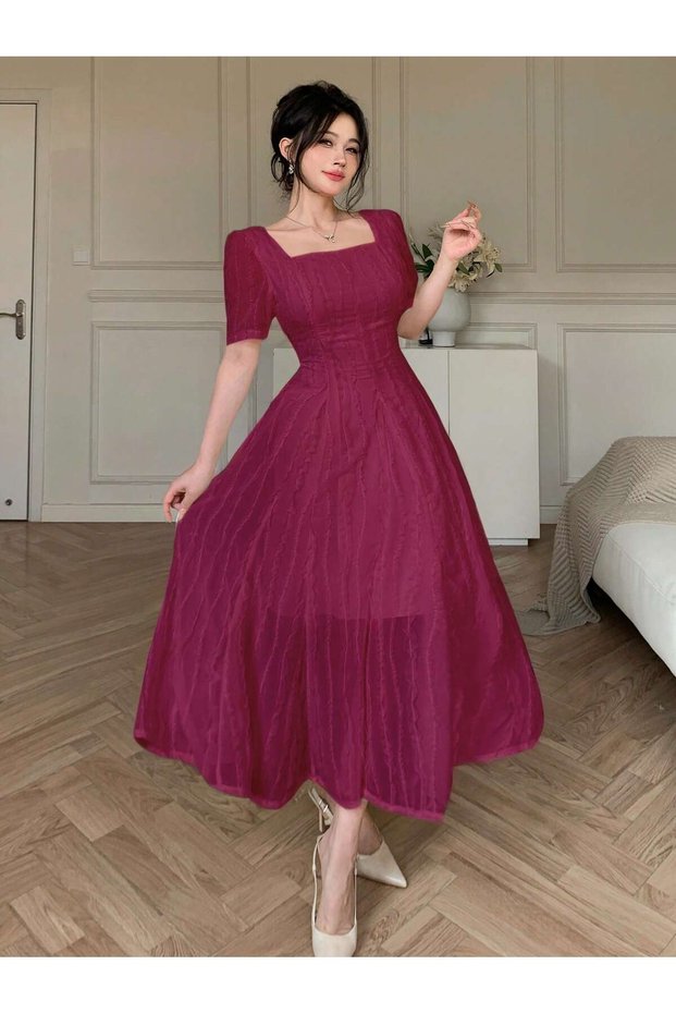 Rochie maxi, bordo - M