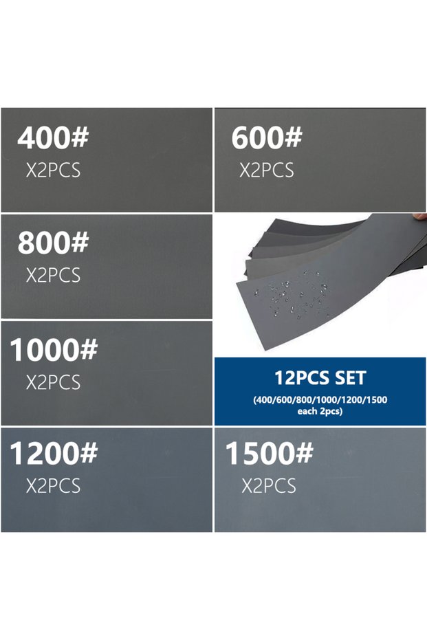 12pcs XCAN 12/14/18/20/35pcs Wet/Dry Sandpaper Set 120-7000 Grit Polishing Sanding Paper for Car Met