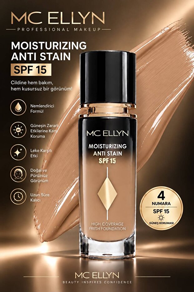 Mc Ellyn Moisturizing Anti Stain Anti-Blemish Sunscreen Spf 15 Foundation 04