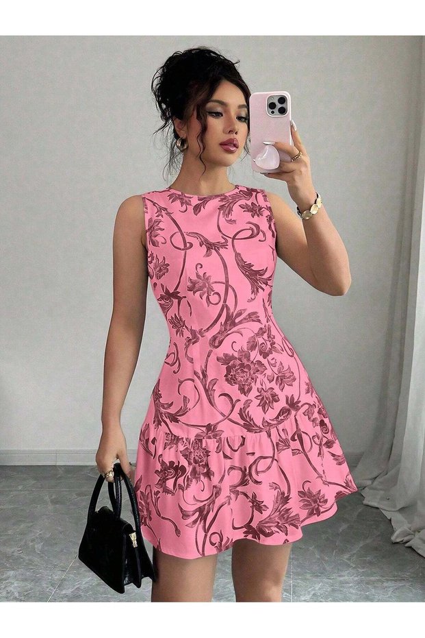 Rochie mini, roz - XL