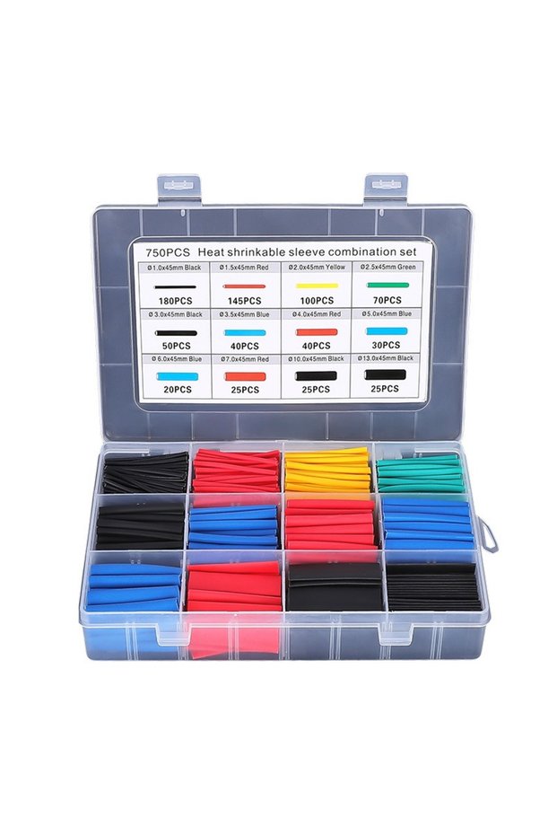 750pcs 2:1 Times Shrink,Heat Shrink Tube Set,Polyolefin,Insulated Heat Shrinkable Sleeve for Wire Co