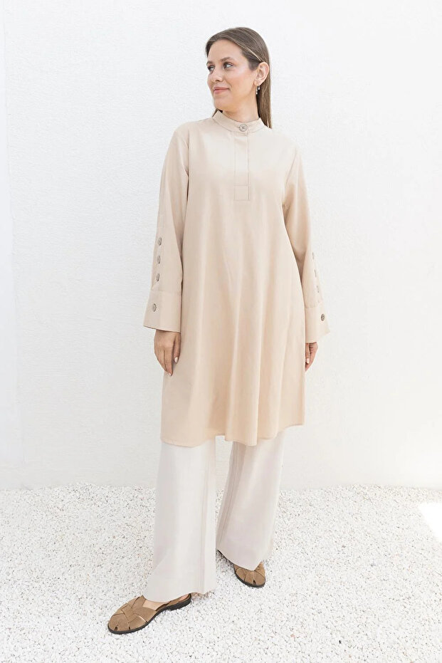 Linen tunic with cufflinks