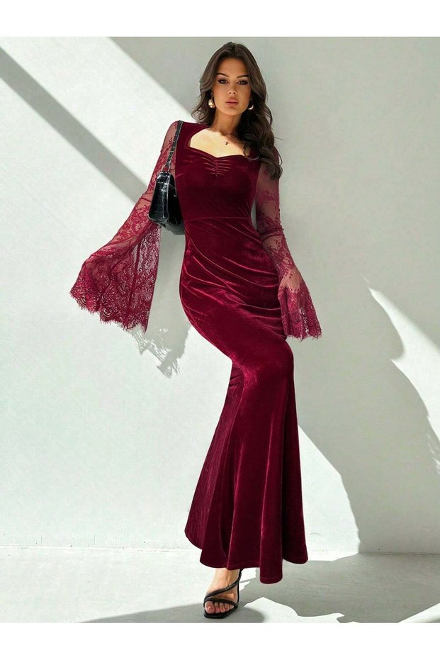 Rochie maxi, bordo - L