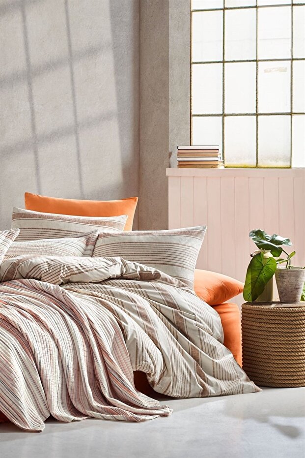 Naturalist Single Bed Covered Duvet Cover Set - Orange