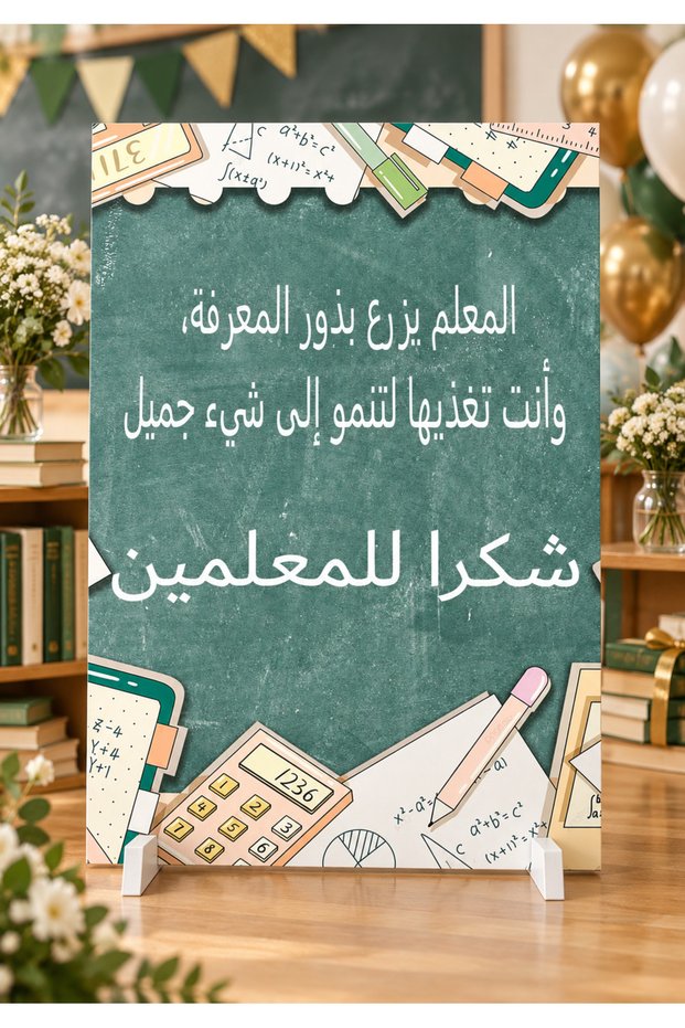لوحة تكريم مخصصة لمعلمي اللغة العربية من الفوم مع أقدام داعمة، 100 × 70 سم