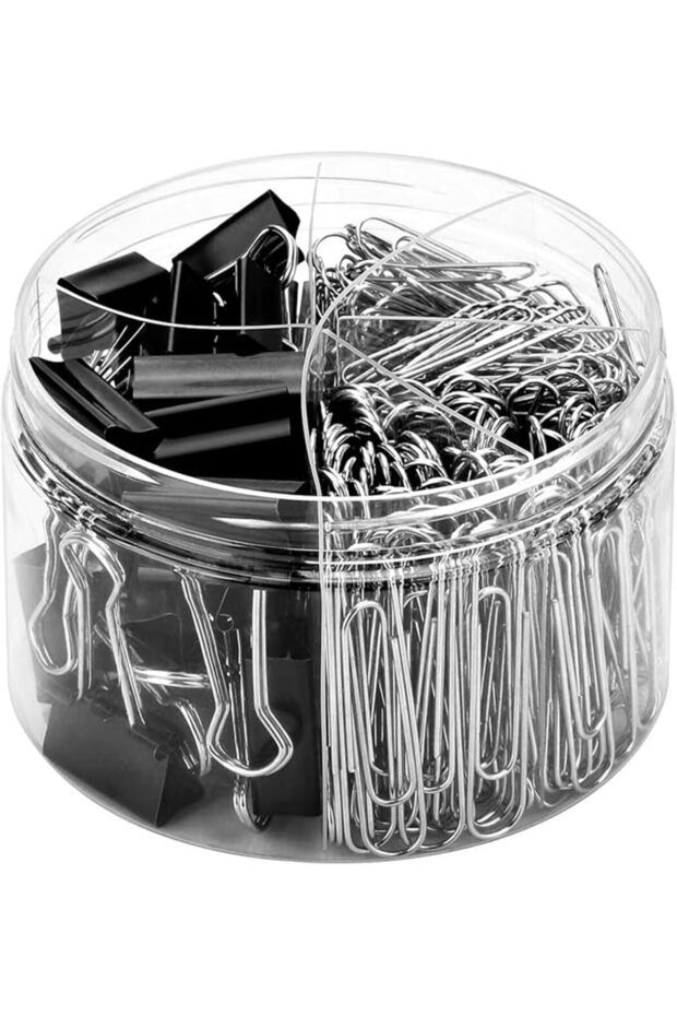 340 Pcs Paper and Binder Clips, Assorted Sizes, Silver, Black, Office