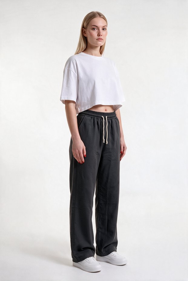 Women's Muslin Look Palazzo Sweatpants