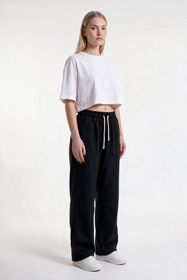 Women's Muslin Look Palazzo Sweatpants