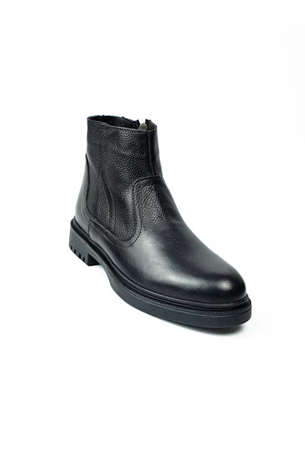 1036 Black Leather and Fur Men's Boots