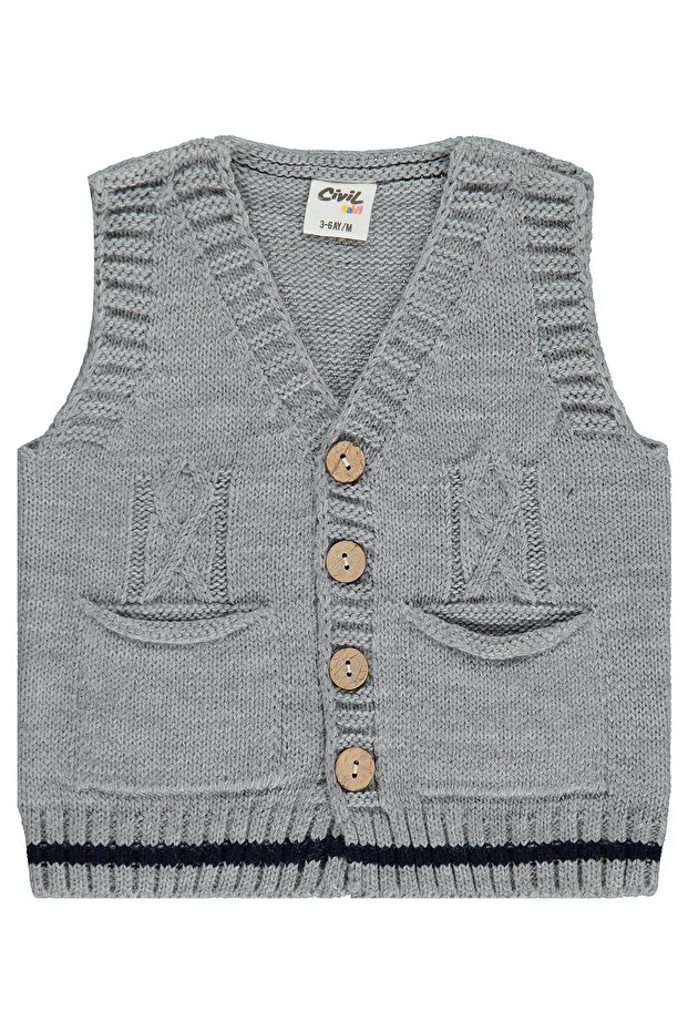 Braided Pocketed Vest for 3-18 Months - Gray