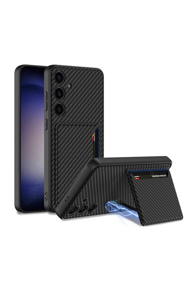 Galaxy S24 Faux Leather Back Surface Card Holder Silicone Case