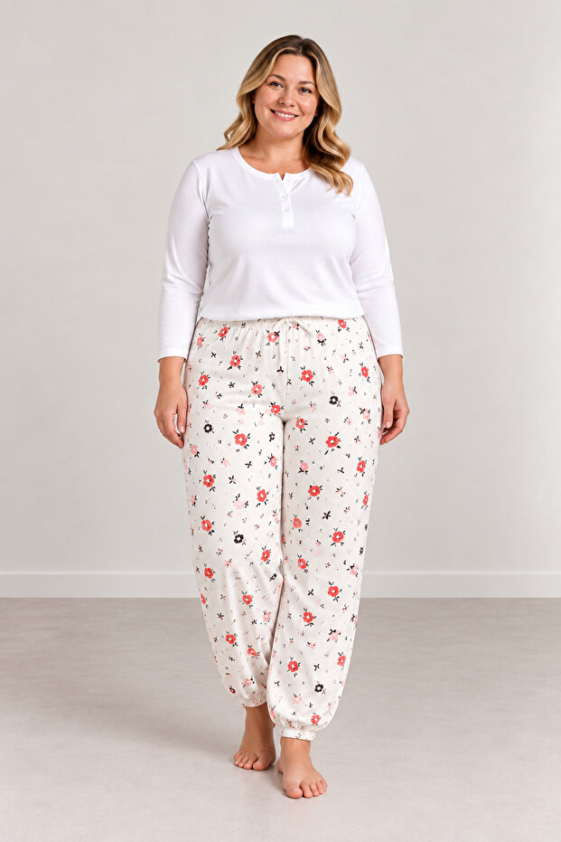 Plus Size Summer Pajama Bottoms with Elastic Cuffs