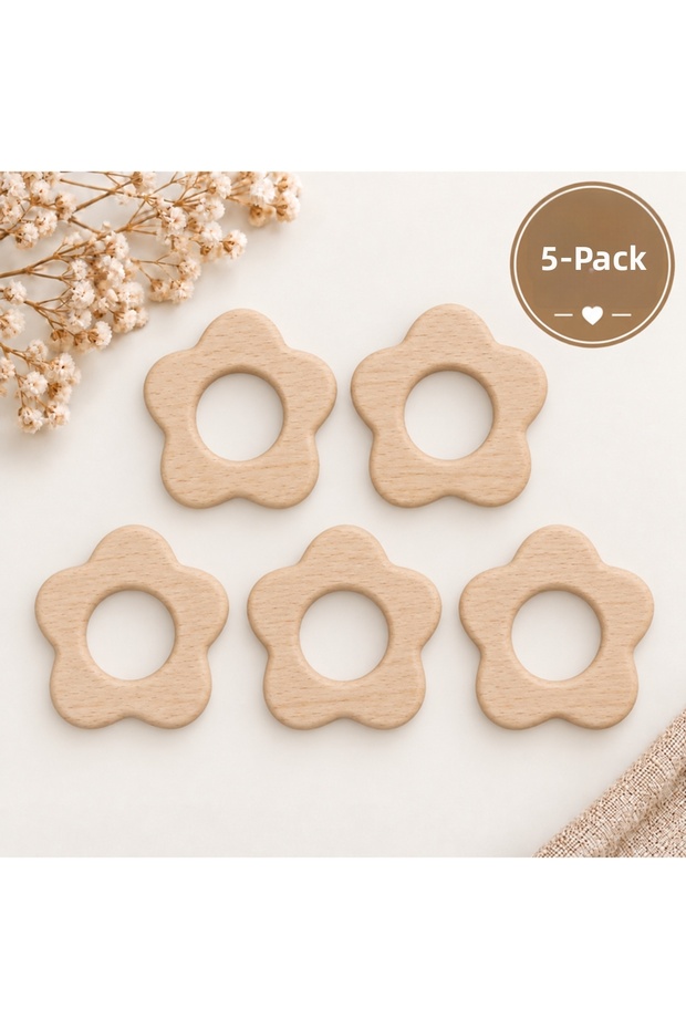 Wooden Flower Ring 60mm 5-Pack