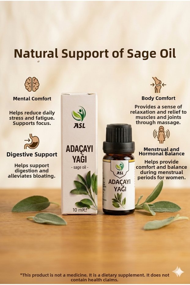Sage Oil 10 ml – Cold Pressed Natural Skin, Hair and Massage Care Oil