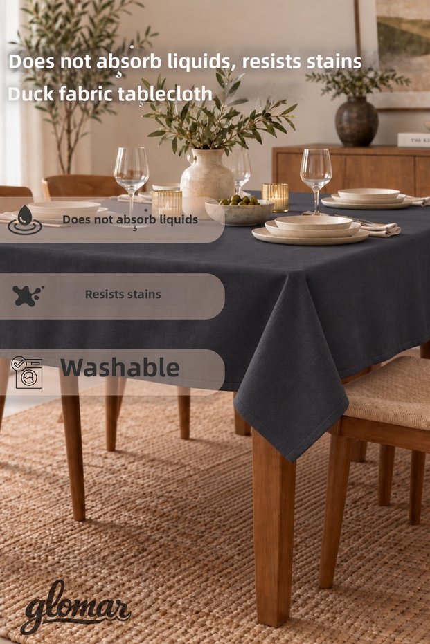 Anthracite Soft Duck Tablecloth Water and Stain Repellent Modern Decorative Tablecloth Table Cover