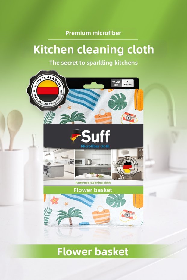 Blumenkorb Microfiber Kitchen Cleaning Cloth Water Absorbent Decorative Large Size Patterned Cleaning Cloth 70X50 cm Holiday Mode