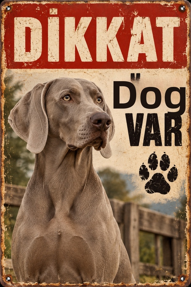 Weimaraner Beware of Dog Retro Metal Wall Sign 30X40 cm