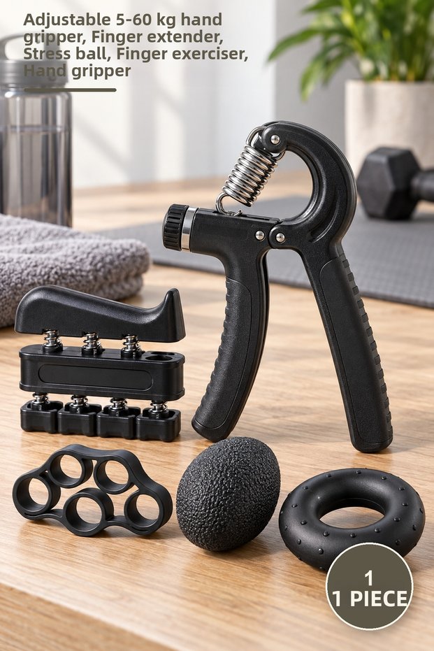 1 Piece Hand and Finger Strengthener Exercise Set – Adjustable 5-60 kg Hand Spring, Finger Expander, Stress Ball, Finger Exerciser, Hand Gripper